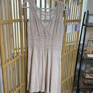 Piazza Roma Elegant Sleeveless Beige linen Dress
